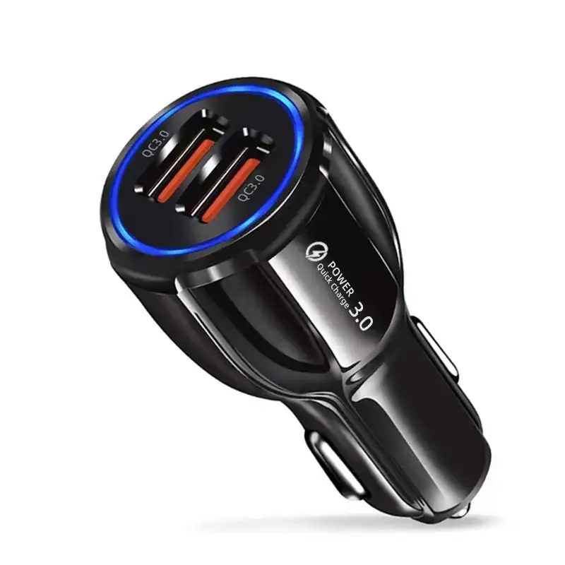 Dual USB Car Charger 3.0 – QC 3.0 Fast Charging Car Adapter with 2 USB Ports, High-Speed Phone Charger for Smartphones, Tablets, GPS & Other USB Devices