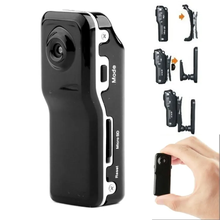 MD80 Mini Camera – HD Portable Action Camcorder with 720p Video, 65° Wide Angle Lens, Built-in Microphone & MicroSD Card Support