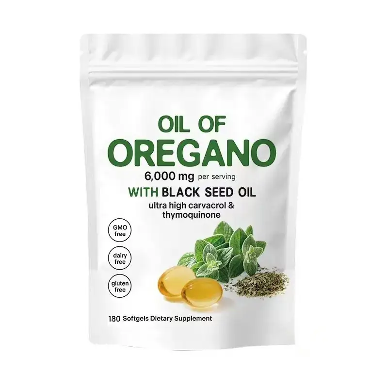 Oil of Oregano 6,000mg with Black Seed Oil – High Carvacrol & Thymoquinone Herbal Dietary Supplement Softgels for Immune, Digestive & Overall Wellness Support – 180 Softgels