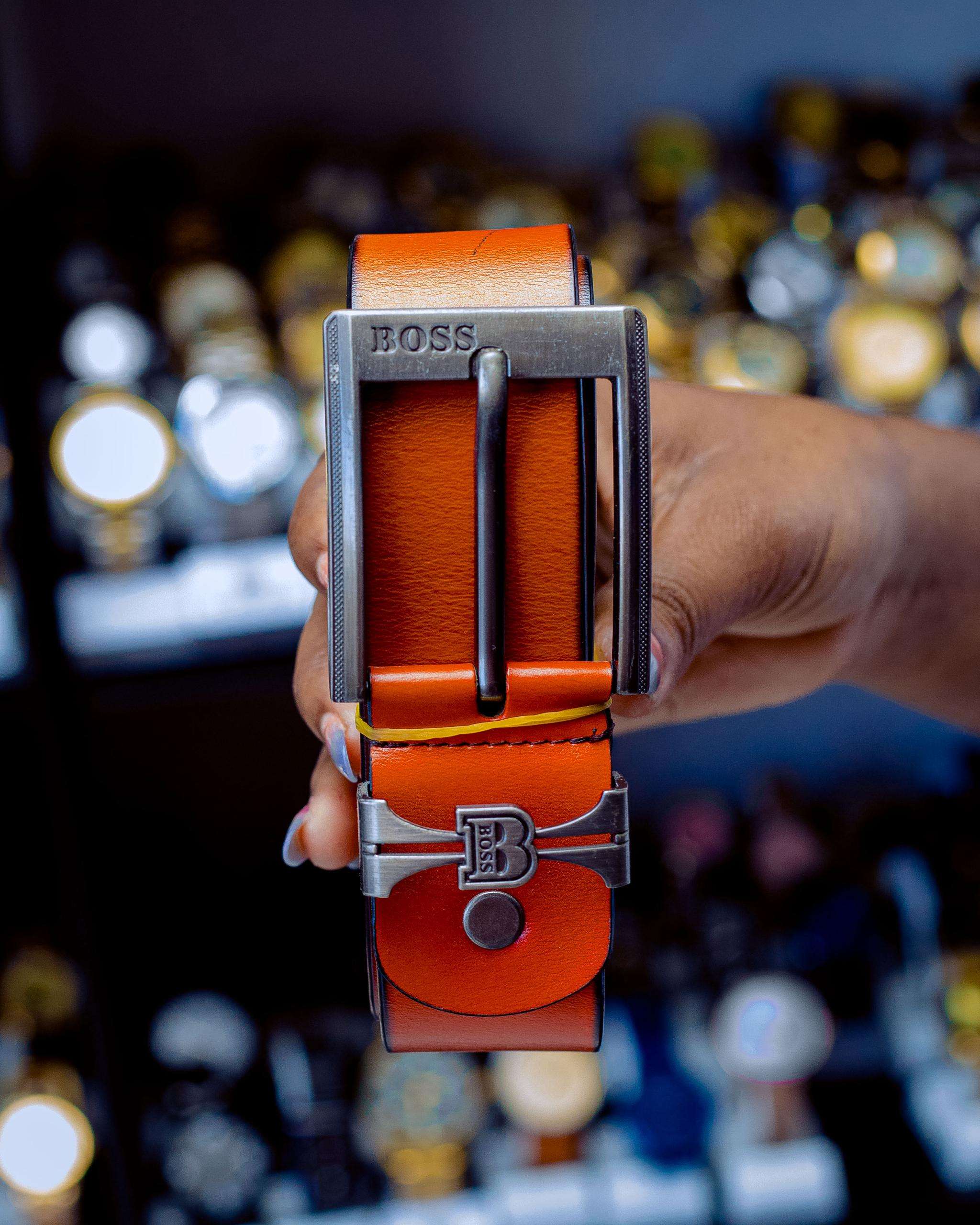 BOSS men leather belt