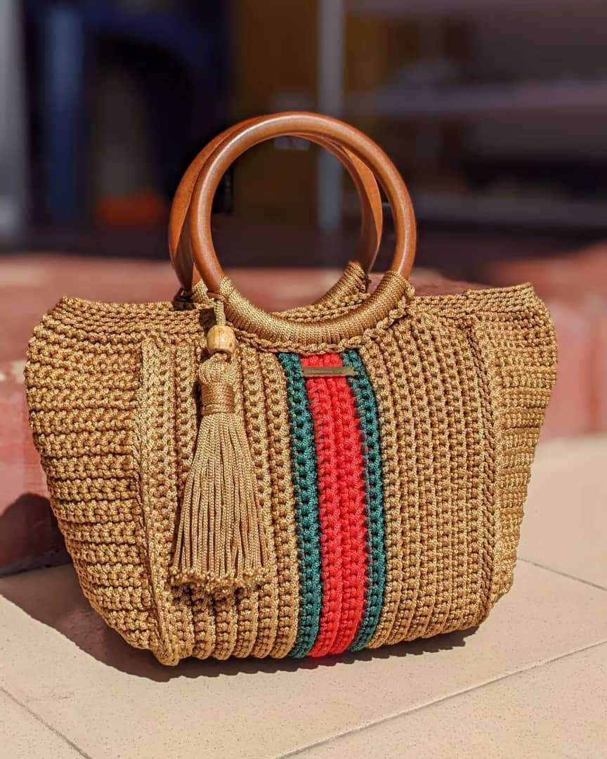 Hand Made Woven Shoulder Bag Knitted Crochet