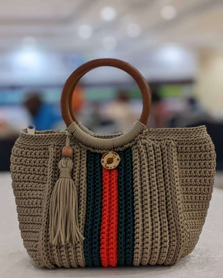 Hand Made Woven Shoulder Bag Knitted Crochet