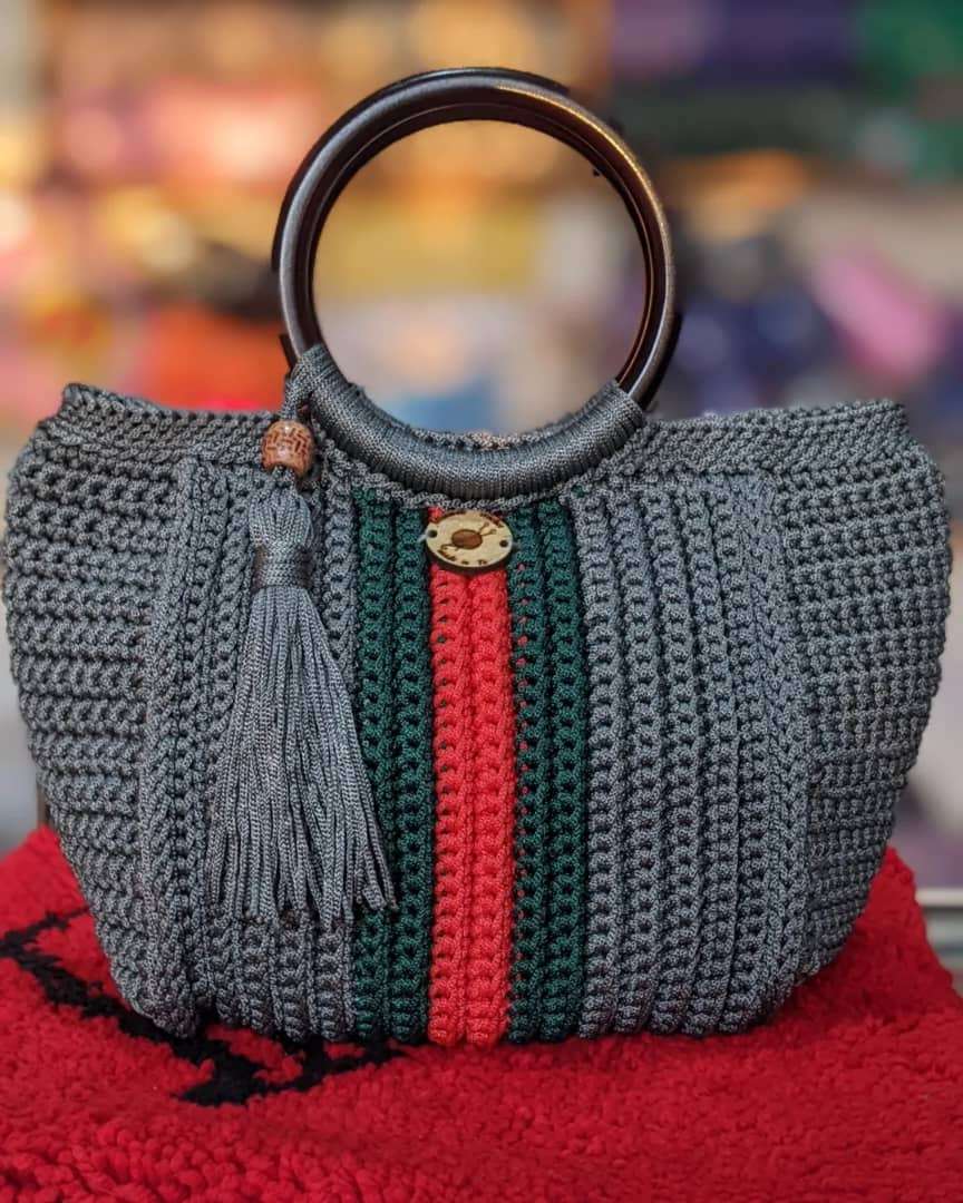 Hand Made Woven Shoulder Bag Knitted Crochet