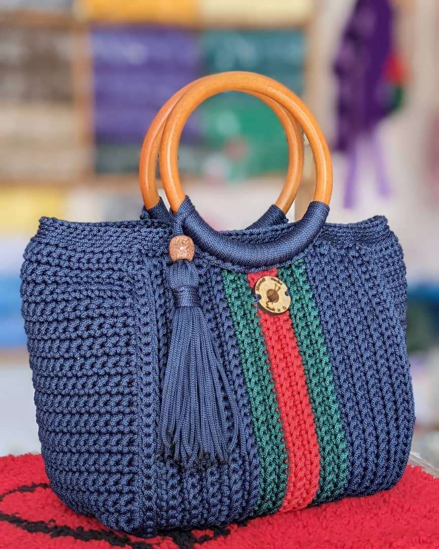 Hand Made Woven Shoulder Bag Knitted Crochet