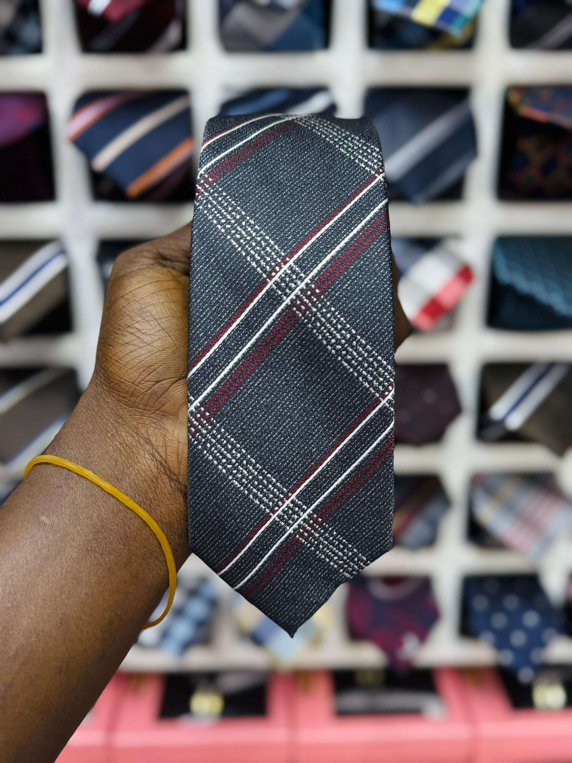 Men's Plaid Woven Microfiber Tie and Pocket Square