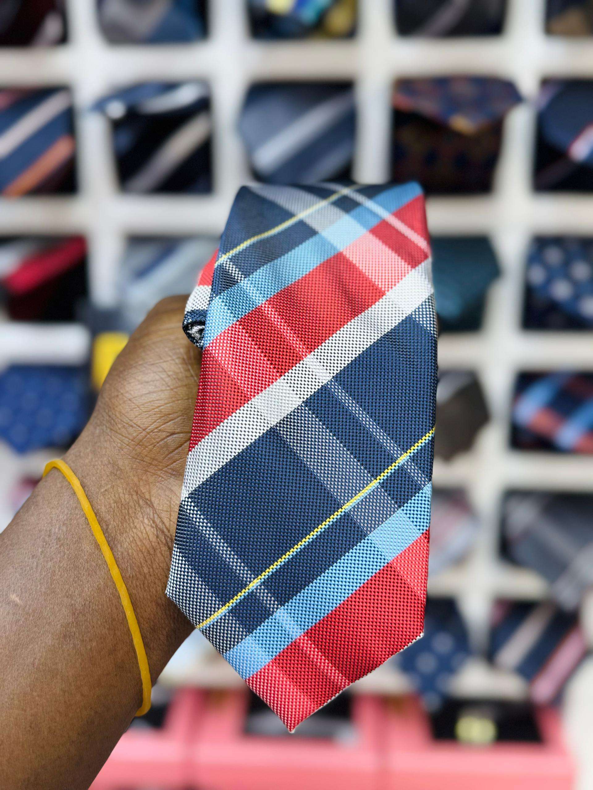 Men's Plaid Woven Microfiber Tie and Pocket Square
