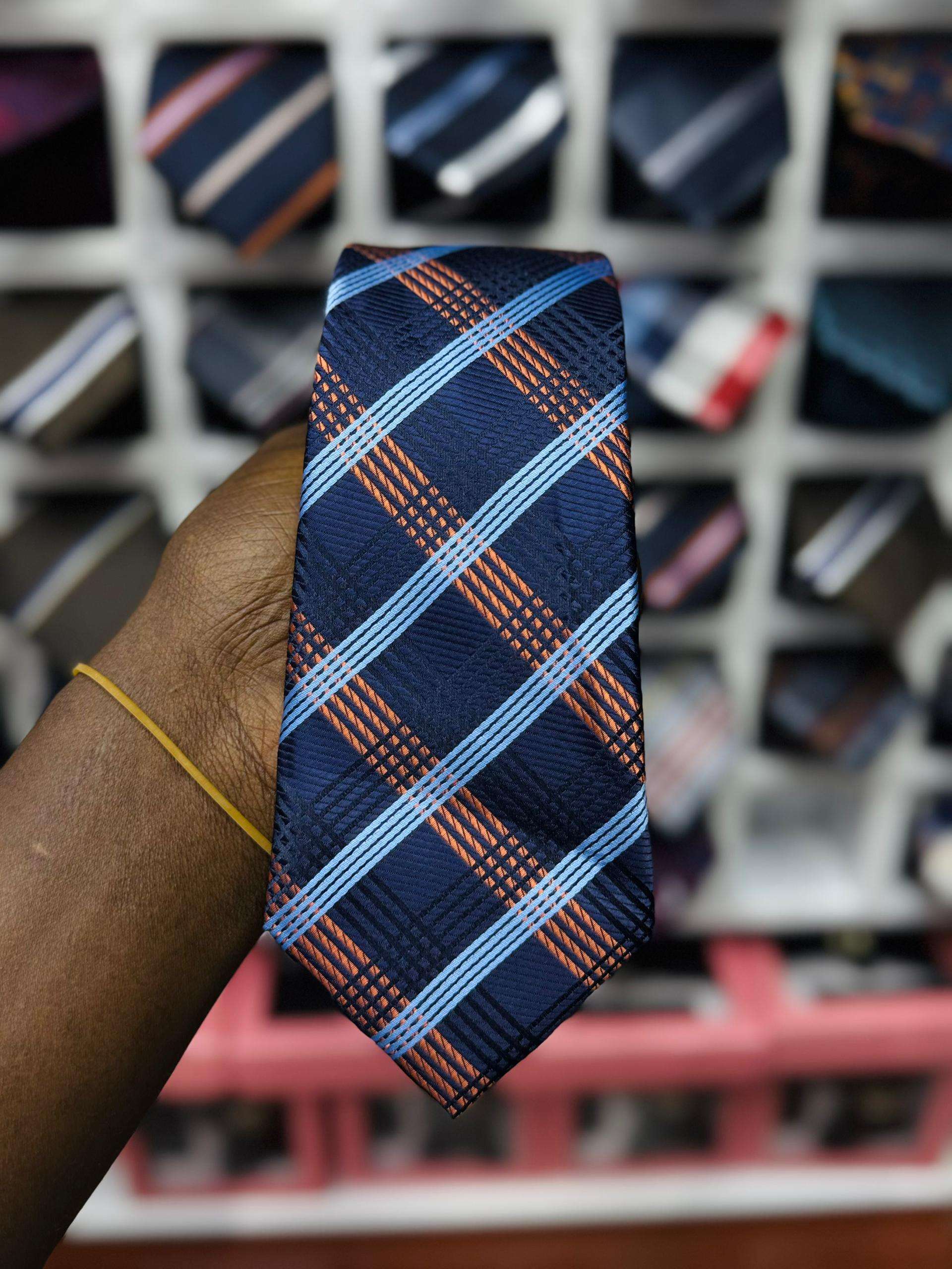 Men's Plaid Woven Microfiber Tie and Pocket Square