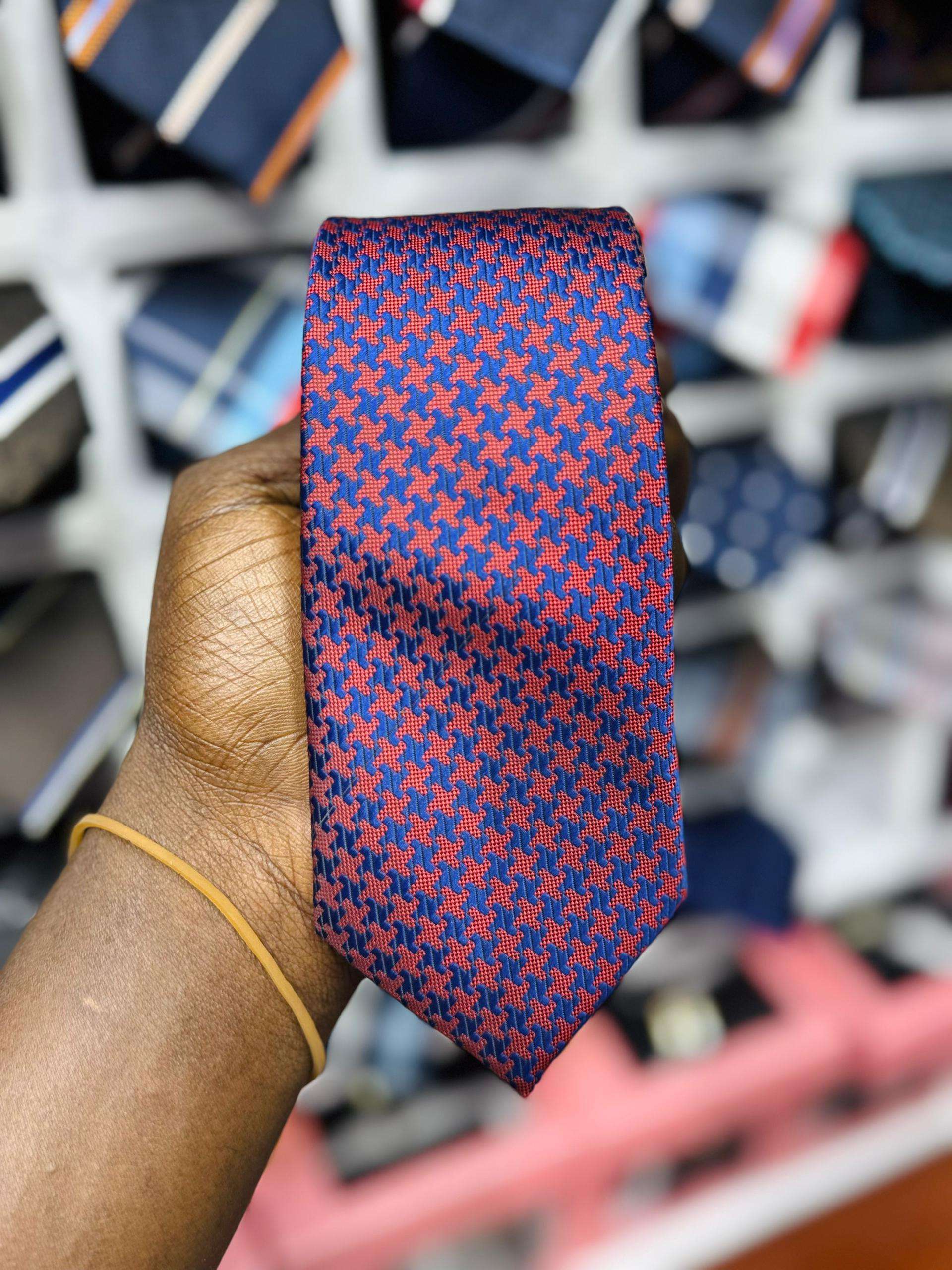 Men's Plaid Woven Microfiber Tie and Pocket Square