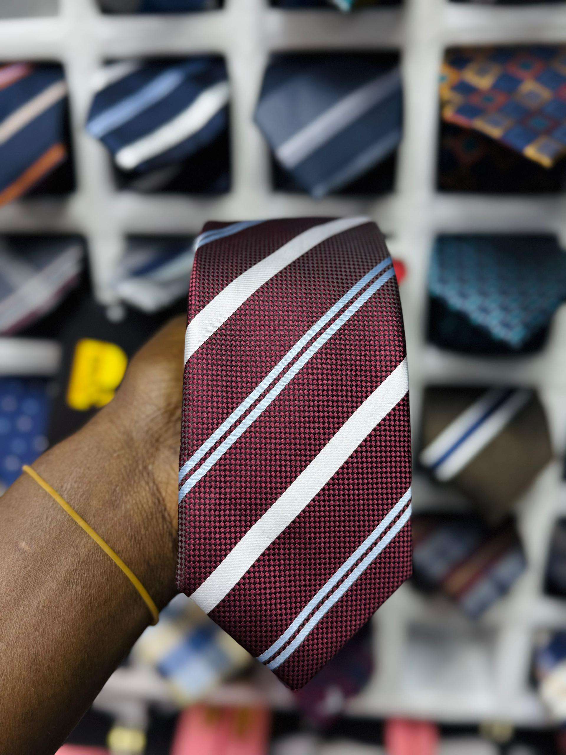 Men's Plaid Woven Microfiber Tie and Pocket Square