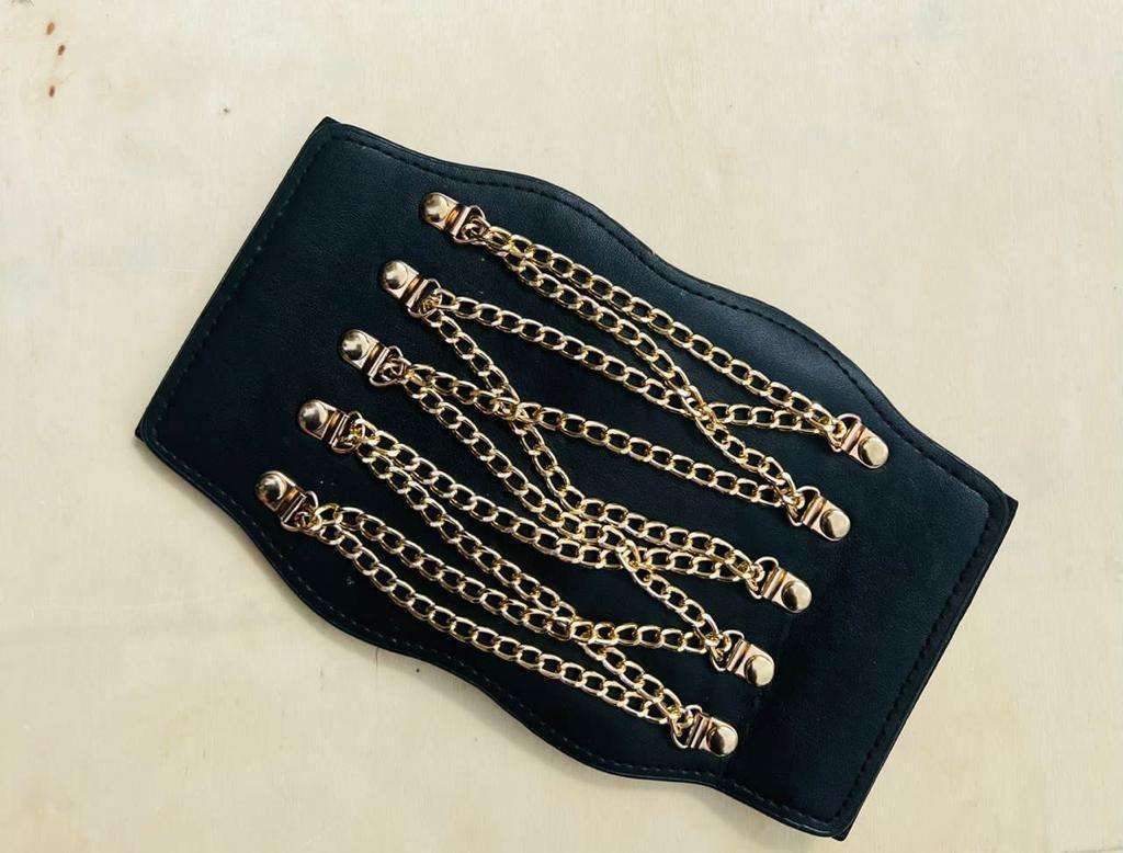 Women Elastic Corset with Layers Chain Decor Waistband for Dresses